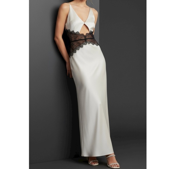BEC + BRIDGE Camille Cut-Out Lace Satin Maxi Dress, Sand/Black, 12 (US) - Picture 1 of 14